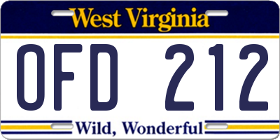 WV license plate OFD212