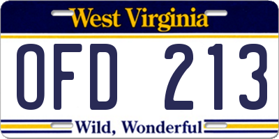WV license plate OFD213