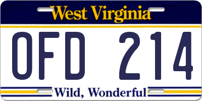 WV license plate OFD214