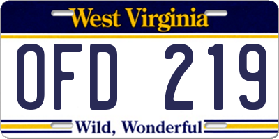WV license plate OFD219