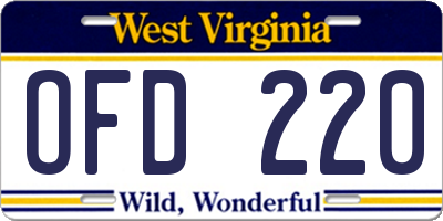 WV license plate OFD220