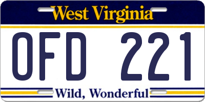 WV license plate OFD221