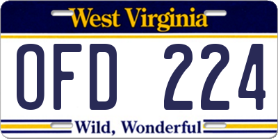 WV license plate OFD224