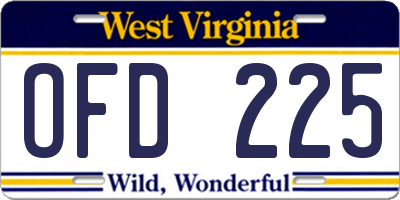 WV license plate OFD225