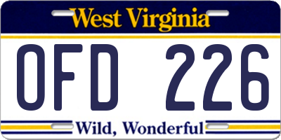 WV license plate OFD226