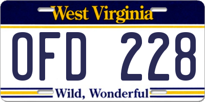 WV license plate OFD228