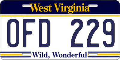 WV license plate OFD229