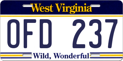 WV license plate OFD237