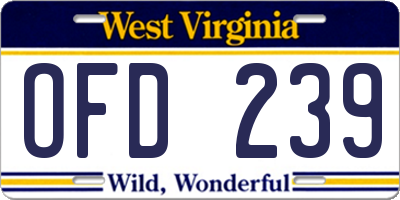 WV license plate OFD239
