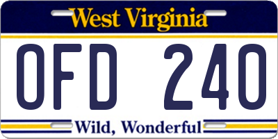 WV license plate OFD240