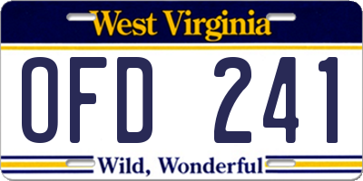 WV license plate OFD241