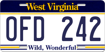 WV license plate OFD242