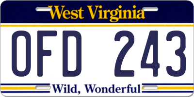 WV license plate OFD243