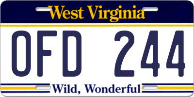 WV license plate OFD244
