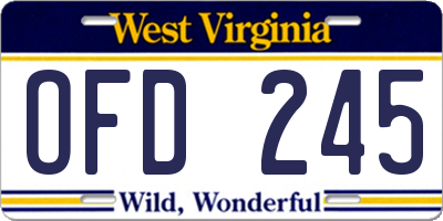 WV license plate OFD245