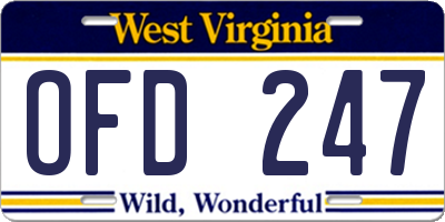 WV license plate OFD247
