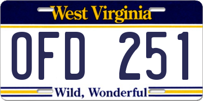 WV license plate OFD251