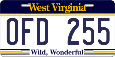 WV license plate OFD255