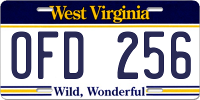 WV license plate OFD256