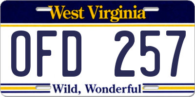 WV license plate OFD257