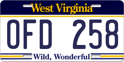 WV license plate OFD258