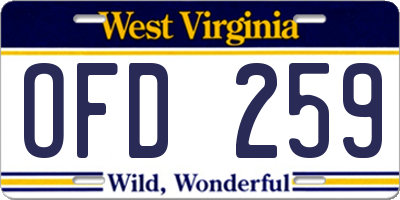 WV license plate OFD259