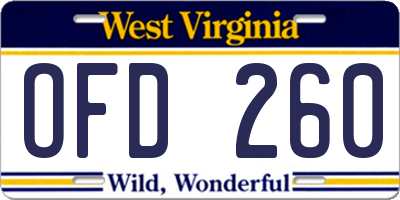 WV license plate OFD260