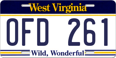 WV license plate OFD261