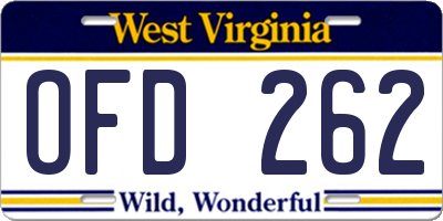 WV license plate OFD262