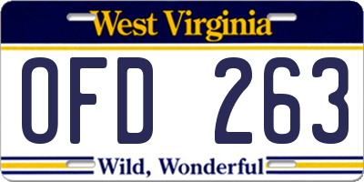 WV license plate OFD263