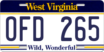 WV license plate OFD265
