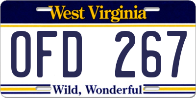WV license plate OFD267