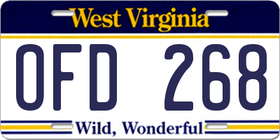 WV license plate OFD268