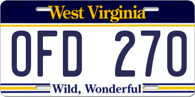 WV license plate OFD270