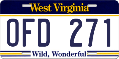 WV license plate OFD271