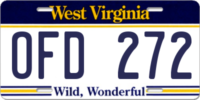 WV license plate OFD272