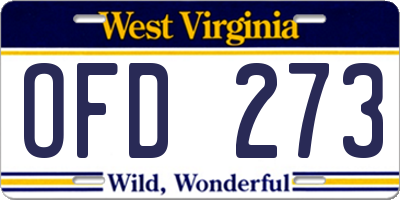 WV license plate OFD273
