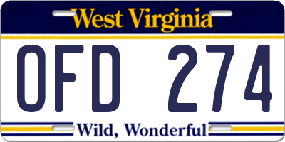 WV license plate OFD274