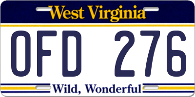WV license plate OFD276