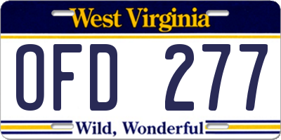 WV license plate OFD277