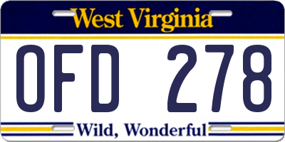 WV license plate OFD278
