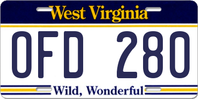 WV license plate OFD280
