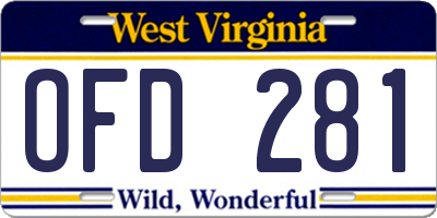 WV license plate OFD281