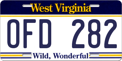 WV license plate OFD282
