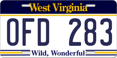 WV license plate OFD283