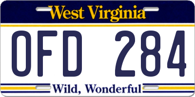 WV license plate OFD284