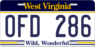 WV license plate OFD286