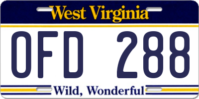 WV license plate OFD288