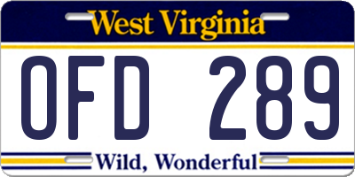 WV license plate OFD289