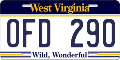 WV license plate OFD290
